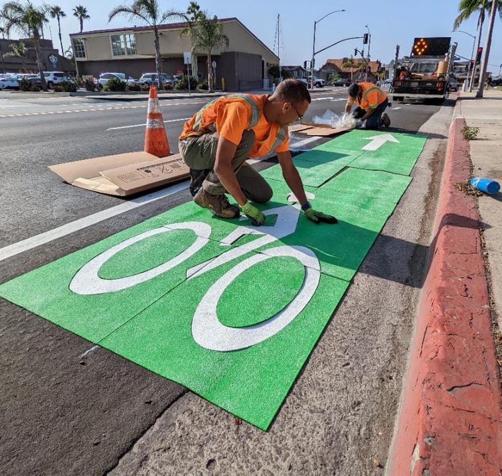 Painting Green Conflict Zone Striping